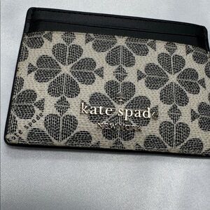 Kate Spade New York Spade Clover Card Holder Wallet Black & Cream